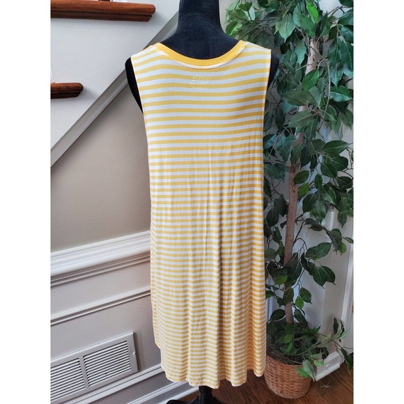 Time And Tru Yellow White Striped Round Neck Sleeveless Knee Length Dress XL - Picture 7 of 13